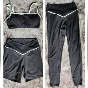 Vitality Daydream Set. Sports Bra, Volley Shorts, Leggings. Size Medium. Black
